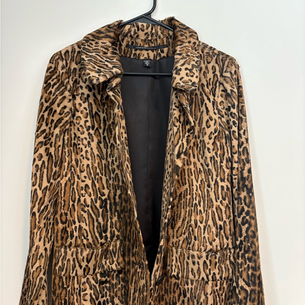 Leopard Print Faux Fur Coat - Women